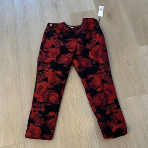 Calvin Klein Red and Black Floral Pants